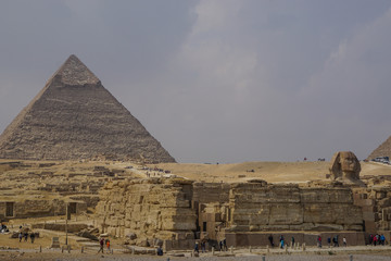 Giza, Egypt: Tourists visit the Sphinx at the Khufu Pyramid Complex.