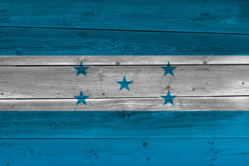 Honduras flag painted on old wood plank