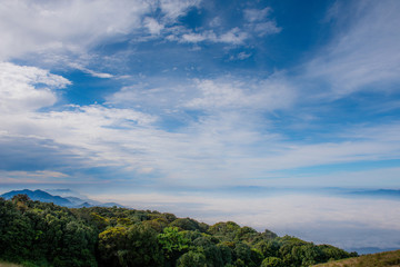 Fototapeta na wymiar Panorama view of mountain and blue sky
