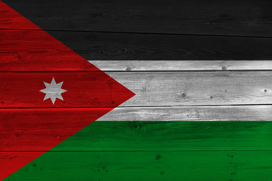 jordan flag painted on old wood plank