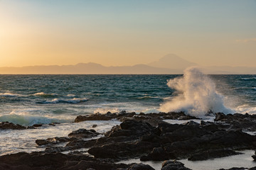 Breaking wave in late afternooon