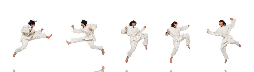 Karate fighter isolated on white