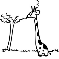 Giraffe Africa minimalism cartoon illustration coloring page