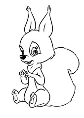 squirrel sitting animal character coloring page cartoon illustration isolated image