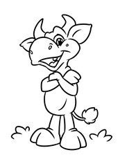 Cheerful cow cartoon illustration isolated image 