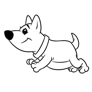 Dog running animal character coloring page cartoon illustration isolated image