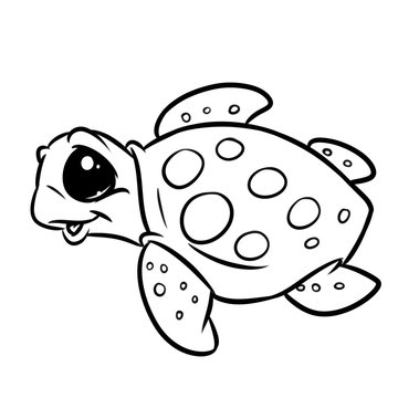Turtle sea animal character coloring page cartoon illustration isolated image
