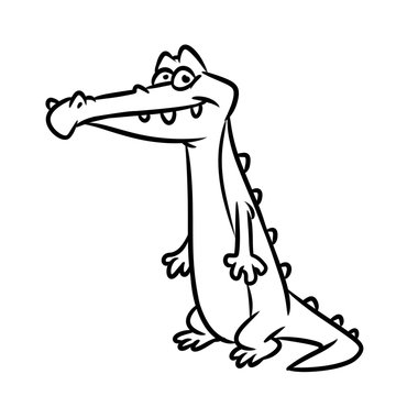 Crocodile cartoon illustration isolated image coloring page
