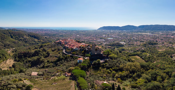 Aerial view of castelnuovo Magra italy