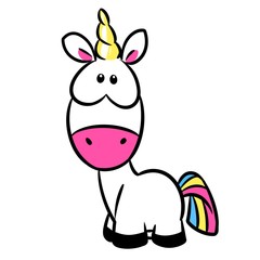 Little Unicorn cartoon illustration isolated image animal character