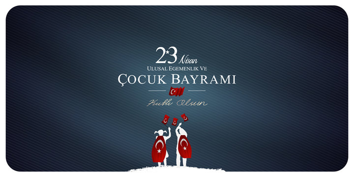 23 nisan ulusal egemenlik ve cocuk bayrami vector illustration. kids waving flag. (23 April, National Sovereignty and Children&rsquo;s Day)
