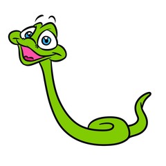 Green little snake cartoon illustration isolated image
