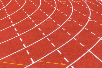 Red treadmill at the stadium.