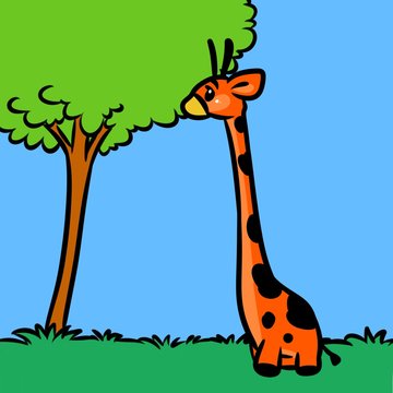 Giraffe Africa minimalism cartoon illustration