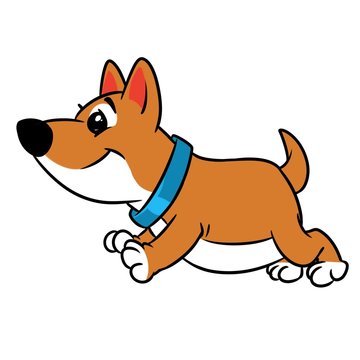 Dog running animal character cartoon illustration isolated image