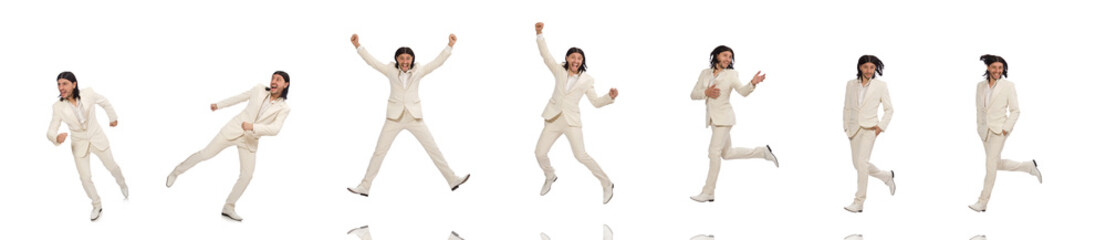 Man in funny concept isolated on white
