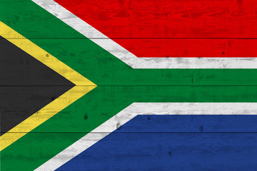 South Africa flag painted on old wood plank