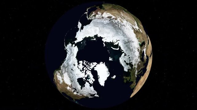 The Northern Hemisphere as viewed from above the North Pole.