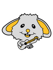 hase gitarre spielen musik spaß kleiner kind baby winken lachen kaninchen osterhase ostern eier lustig comic cartoon clipart