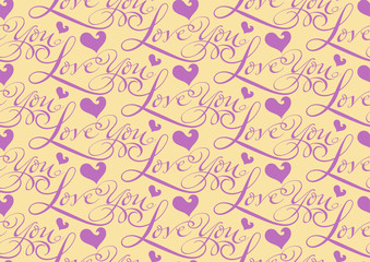 Love you, seamless pattern with text