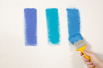 Testing color tones on white wall 
