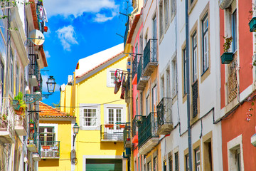 Fototapeta na wymiar Colorful buildings of Lisbon historic center