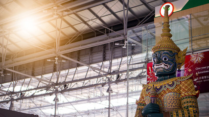 BANGKOK,Thailand.-NOV.03.2018: Giant sculpture at Suvarnabhumi International Airport ,Thailand.