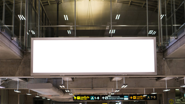 Blank Advertising Billboard At Airport.