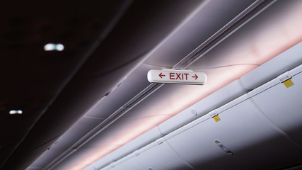 EXIT light for emergency door on the airplane.