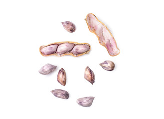 Boiled peanut on white background.