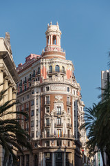 Fototapeta premium VALENCIA, SPAIN - FEBRUARY 24 : Historical building in the Town Hall Square of Valencia Spain on February 24, 2019