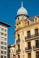VALENCIA, SPAIN - FEBRUARY 24 : Historical building in the Town Hall Square of Valencia Spain on February 24, 2019
