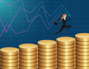 Business strategy, data analysis technology and financial growth concept. Trading - Financial market. Investment concept. Abstract growing chart. 