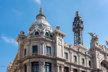 Fototapeta na wymiar VALENCIA, SPAIN - FEBRUARY 24 : Historical Post Office building in the Town Hall Square of Valencia Spain on February 24, 2019