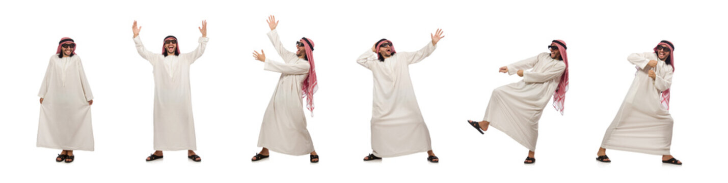 Happy arab man isolated on white