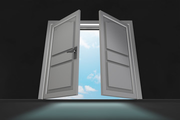 Open doors in opportunity concept - 3d rendering
