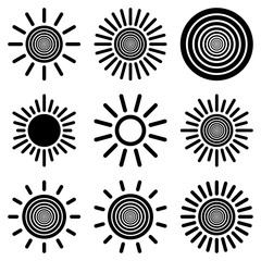 Sun icon set. Suns icon collection