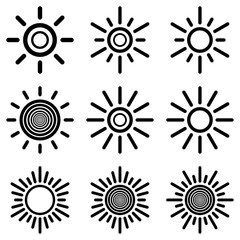 Sun icon set. Suns icon collection