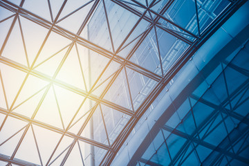 Business building Glass Roof with Sun light pass through