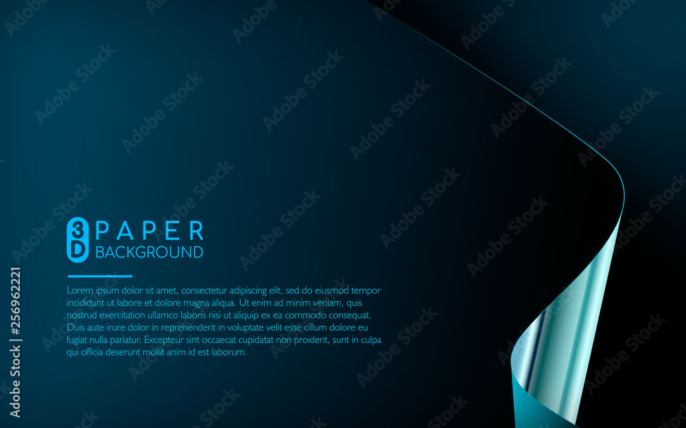 Poster abstract blue paper background. 3d paper effect. realistic paper backdrop with space for text. can u