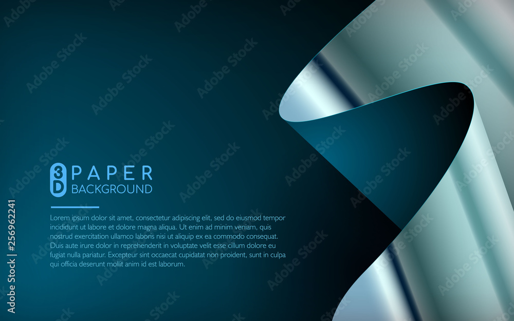 Poster abstract blue paper background. 3d paper effect. realistic paper backdrop with space for text. can u