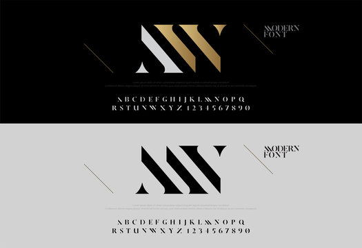 Elegant alphabet letters font set. Modern lettering fashion concept. Typography fonts classic style, regular uppercase and number. vector illustration