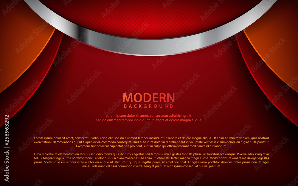 Poster red overlap dimension background. modern overlap layer design with metallic concept. can use for web