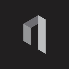 abstract letter n 3d simple logo vector