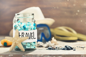 Creative travel Vacation planning Glass jar list countries
