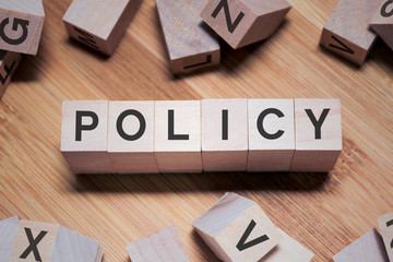 Policy Word In Wooden Cube