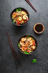 Stir fried soba and prawns