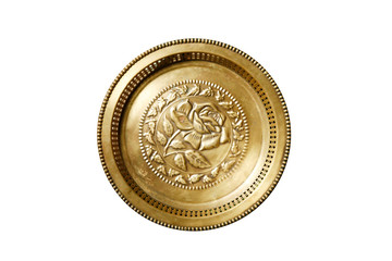 thai ancient golden tray on white background