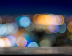empty table from wenge wood with bokeh background