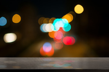 empty table from wenge wood with bokeh background